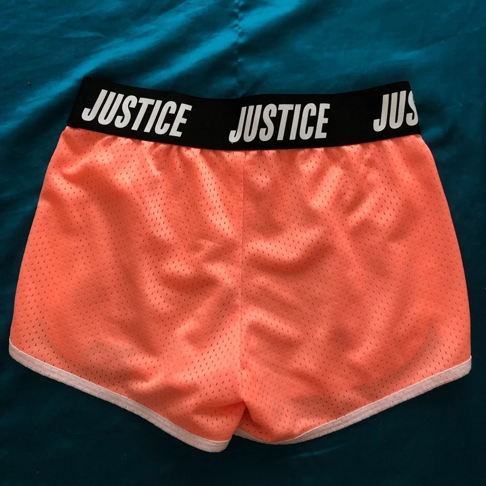 Bundle of 3 pairs of Justice Girl’s Active Athletic Shorts Pink Blue Peach Sz 10